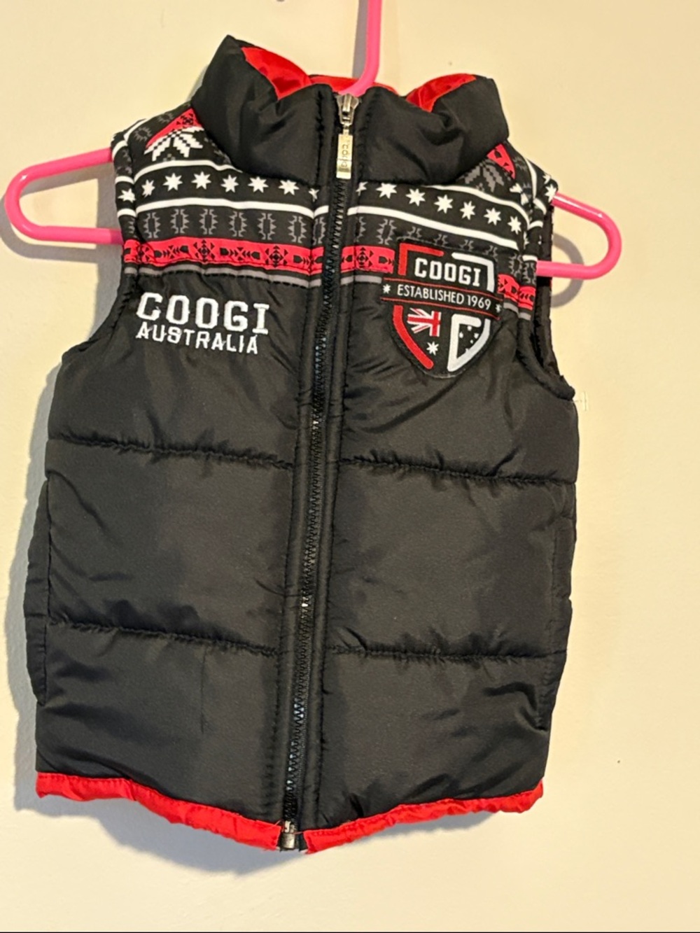 COOGI Black and Red Quilted Puffer Vest